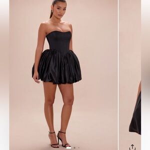 Fashion Nova Briella Bubble Satin Mini Dress - Black